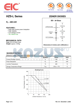 HZS22L datasheet - ZENER DIODES