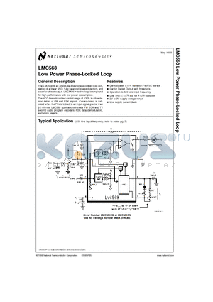 LMC568CM datasheet - Low Power Phase-Locked Loop