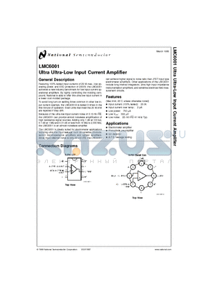 LMC6001AIH datasheet - Ultra Ultra-Low Input Current Amplifier
