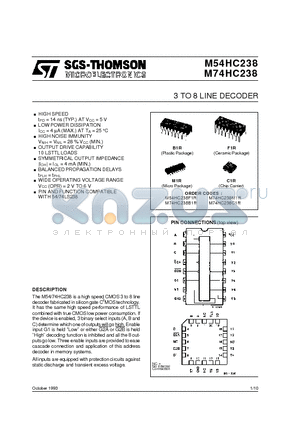 M74HC238M1R datasheet - 3 TO 8 LINE DECODER