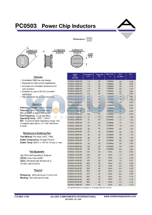 PC0503-181M-RC datasheet - Power Chip Inductors