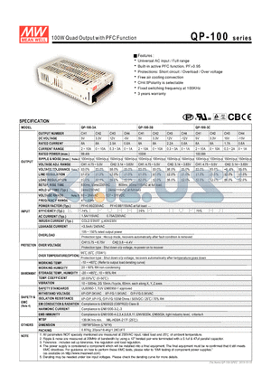 QP-100-3A datasheet - 100W Quad Output with PFC Function