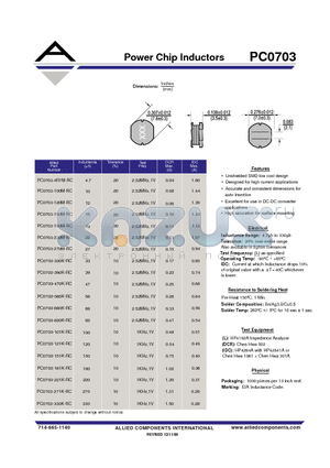 PC0703-121K-RC datasheet - Power Chip Inductors