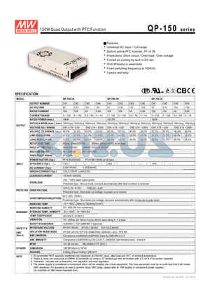 QP-150 datasheet - 150W Quad Output with PFC Function