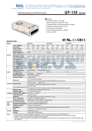 QP-150-3B datasheet - 150W Quad Output with PFC Function