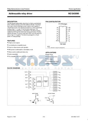 NE5090N datasheet - Addressable relay driver