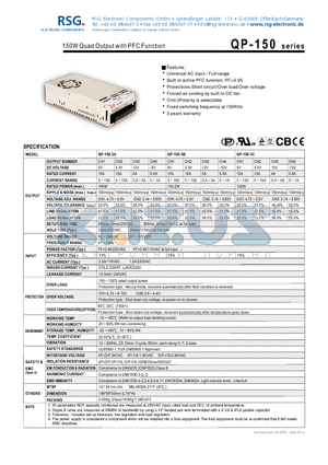 QP-150-3C datasheet - 150W Quad Output with PFC Function