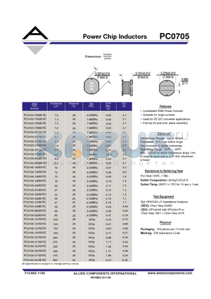 PC0705-180M-RC datasheet - Power Chip Inductors