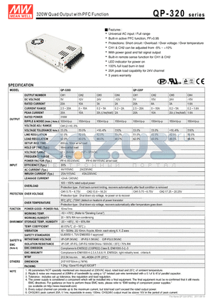 QP-320 datasheet - 320W Quad Output with PFC Function