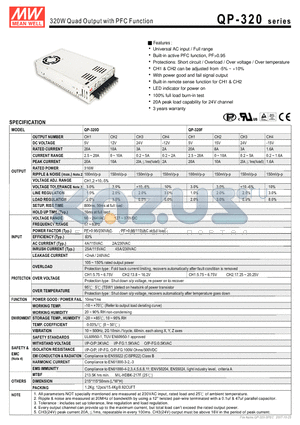 QP-320D datasheet - 320W Quad Output with PFC Function