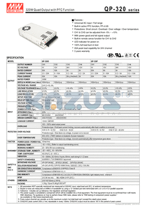 QP-320F datasheet - 320W Quad Output with PFC Function