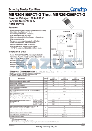 MBR20H100FCT-G datasheet - Schottky Barrier Rectifiers