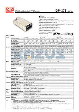 QP-375 datasheet - 375W Quad Output with PFC Function