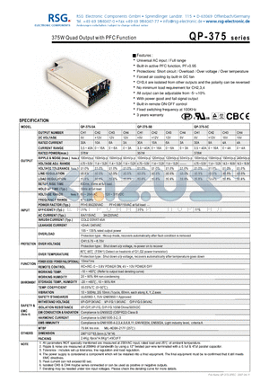 QP-375 datasheet - 375W Quad Output with PFC Function