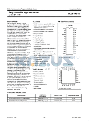 PLUS405-55 datasheet - Programmable logic sequencer 16  64  8