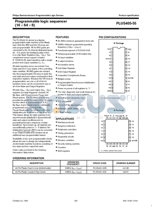 PLUS405-55A datasheet - Programmable logic sequencer 16  64  8