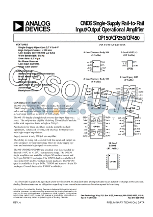 OP150GS datasheet - CMOS Single-Supply Rail-to-Rail Input/Output Operational Amplifier