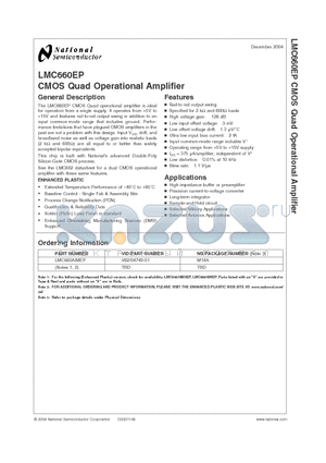 LMC660AIMEP datasheet - CMOS Quad Operational Amplifier