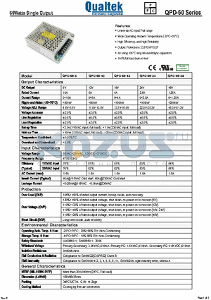 QPD-60-5 datasheet - 60Watts Single Output