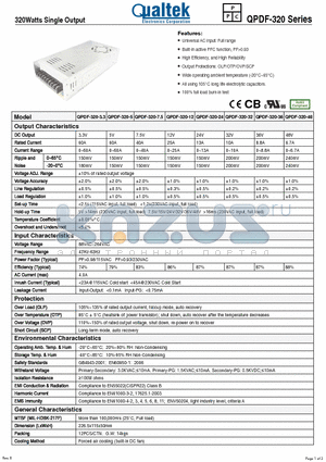 QPDF-320 datasheet - 320Watts Single Output