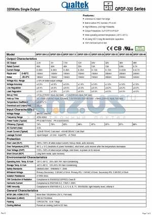 QPDF-320-7.5 datasheet - 320Watts Single Output