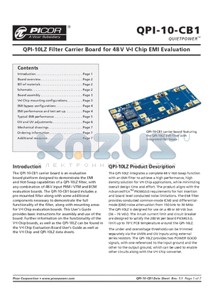 QPI-10-CB1 datasheet - QPI-10LZ Filter Carrier Board for 48 V VI Chip EMI Evaluation