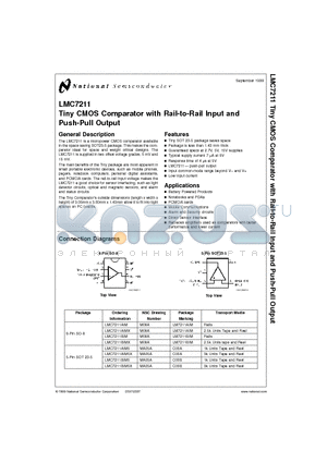 LMC7211 datasheet - Tiny CMOS Comparator with Rail-to-Rail Input and Push-Pull Output