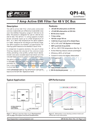 QPI-4L datasheet - 7 Amp Active EMI Filter for 48 V DC Bus