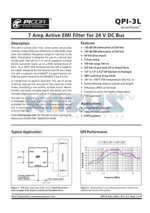 QPI-3L datasheet - 7 Amp Active EMI Filter for 24V DC Bus