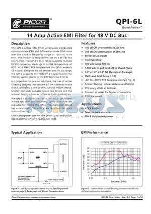 QPI-6L datasheet - 14 Amp Active EMI Filter for 48V DC Bus