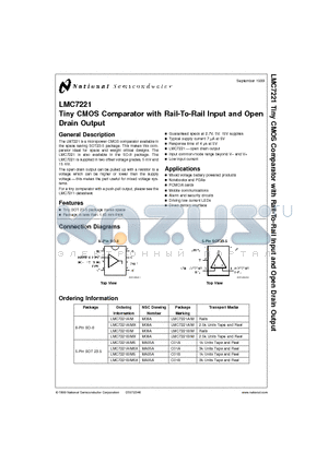 LMC7221 datasheet - Tiny CMOS Comparator with Rail-To-Rail Input and Open Drain Output