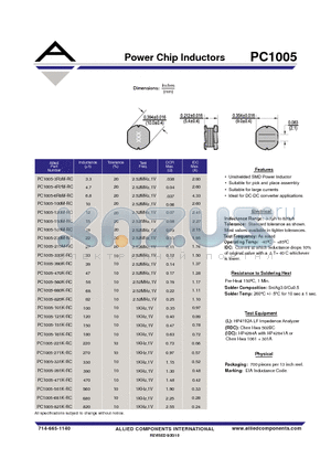 PC1005-121K-RC datasheet - Power Chip Inductors