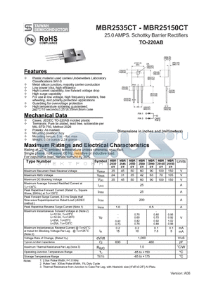 MBR25150CT datasheet - 25.0 AMPS. Schottky Barrier Rectifiers