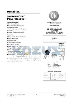 MBR2515L datasheet - SWITCHMODE Power Rectifier