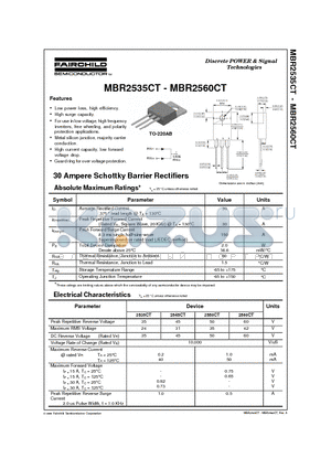 MBR2535CT datasheet - 30 Ampere Schottky Barrier Rectifiers