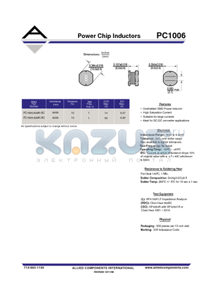 PC1006-822K-RC datasheet - Power Chip Inductors