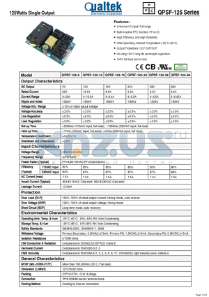 QPSF-125-24 datasheet - 125Watts Single Output