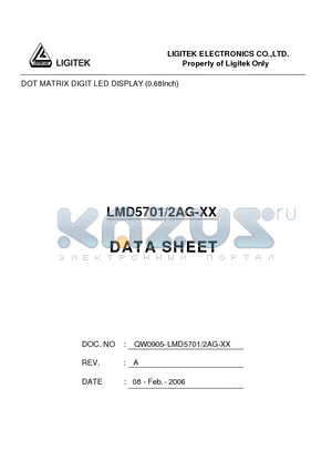 LMD5701-2AG-XX datasheet - DOT MATRIX DIGIT LED DISPLAY (0.68Inch)