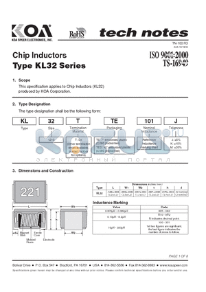 KL32TTE datasheet - Chip Inductors