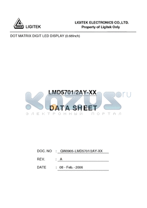LMD5701-2AY-XX datasheet - DOT MATRIX DIGIT LED DISPLAY (0.68Inch)