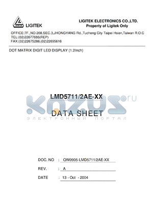 LMD5711-2AE-XX datasheet - DOT MATRIX DIGIT LED DISPLAY (1.2Inch)