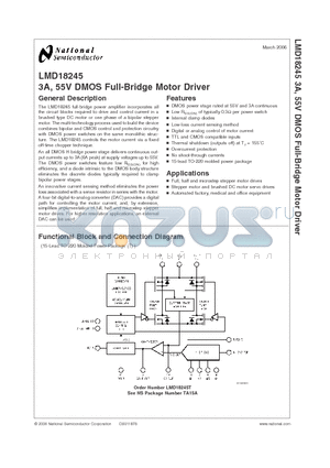 LMD18245 datasheet - 3A, 55V DMOS Full-Bridge Motor Driver