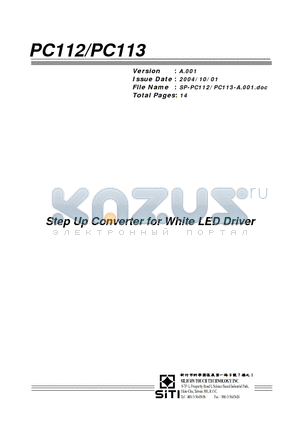 PC112 datasheet - Step Up Converter for White LED Driver