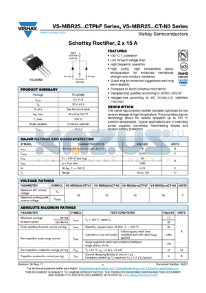 MBR2535CT-N3 datasheet - Schottky Rectifier, 2 x 15 A