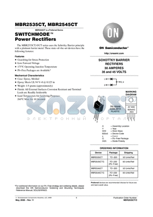 MBR2535CTG datasheet - SWITCHMODE Power Rectifiers