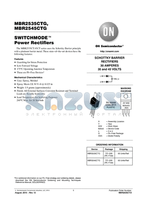 MBR2535CTG datasheet - SWITCHMODE Power Rectifiers