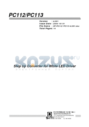 PC113 datasheet - Step Up Converter for White LED Driver
