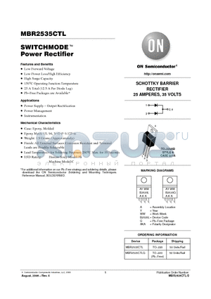 MBR2535CTLG datasheet - SWITCHMODE Power Rectifier