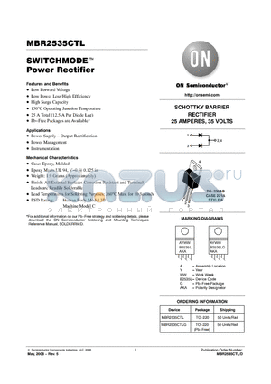 MBR2535CTLG datasheet - SWITCHMODE Power Rectifier