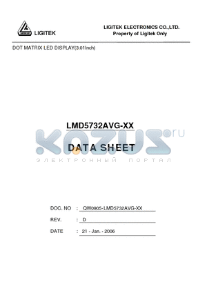 LMD5732AVG-XX datasheet - DOT MATRIX LED DISPLAY(3.01Inch)